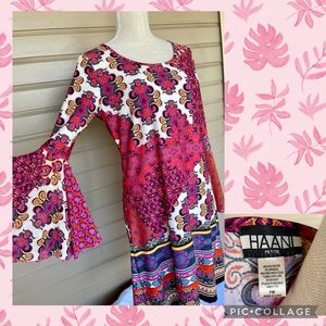 Super Cute Retro Inspired Paisley Dress with Bell Sleeves